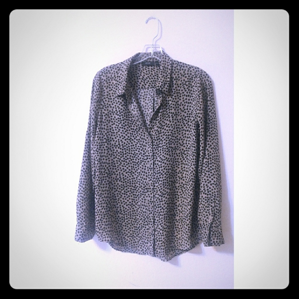 APT 9 SHEER POLKA DOT SZ M TOP F10